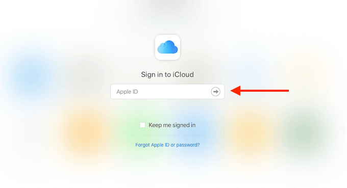 Apple ID field on iCloud website 