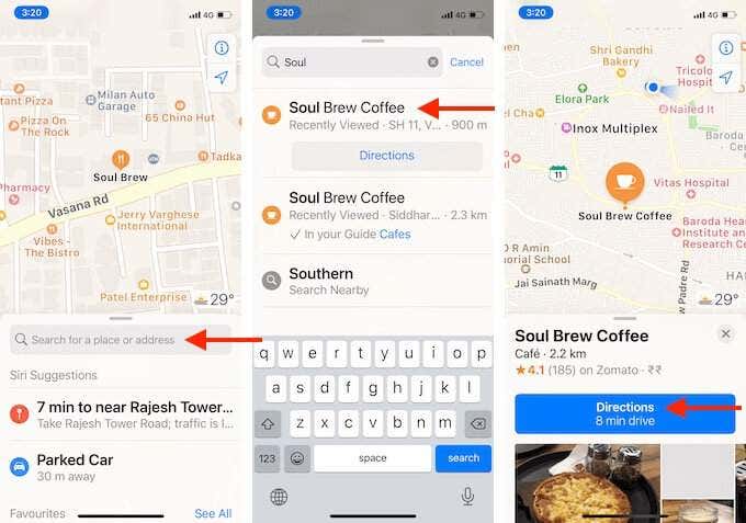 Visual instructions for using Maps on iPhone 