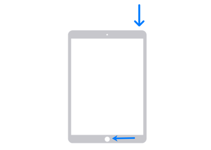Power button and Home button on an iPad 
