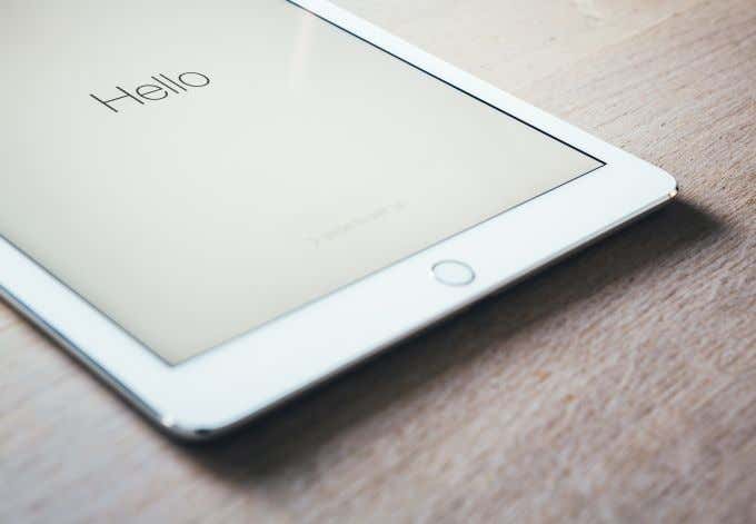 iPad Air with Hello screen 