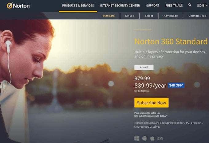 Norton 360 website 