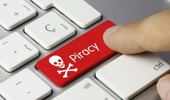 Piracy button on a keyboard 