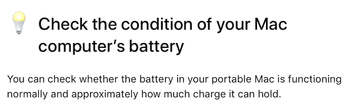 Check the condition of your Mac computer's battery