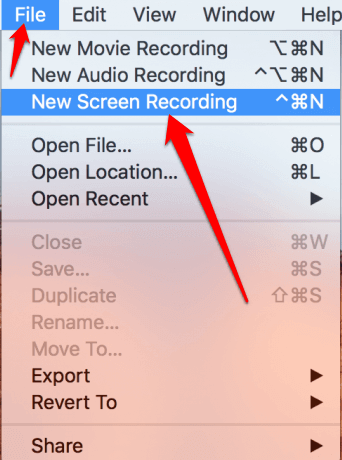 File > New Screen Recording 