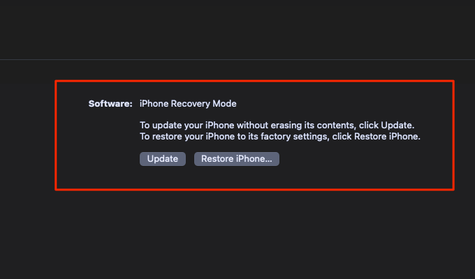 iPhone Recover Mode screen 