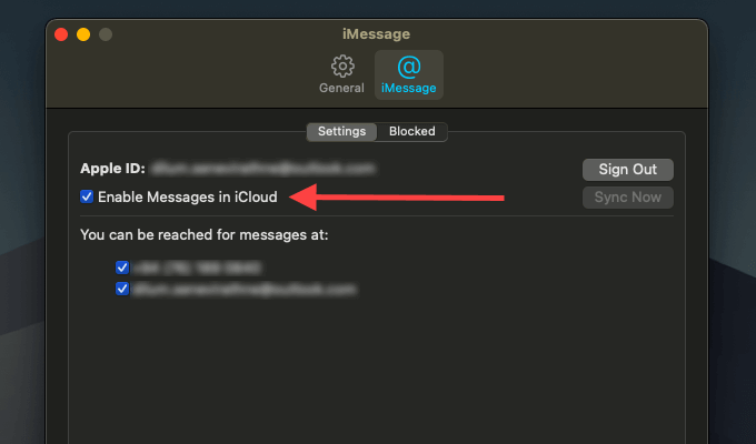 Enable Messages in iCloud 