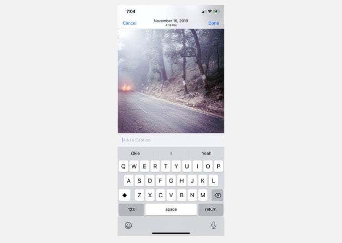 Writing a caption in iPhotos