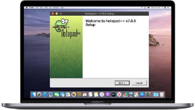 A Windows app running on a Mac laptop 