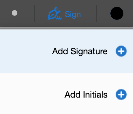 Add Signature menu 