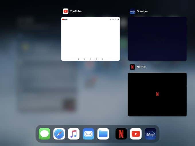 All open apps on an iPad