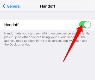 Handoff toggle 