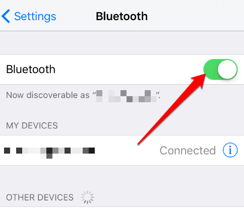 Bluetooth toggled to green 