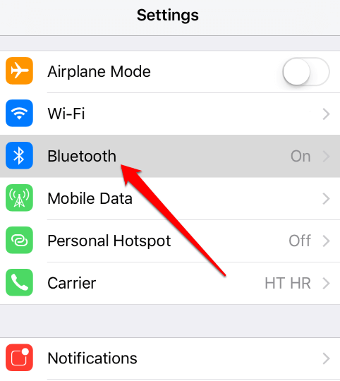 Bluetooth in Settings 