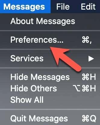 Messages > Preferences 