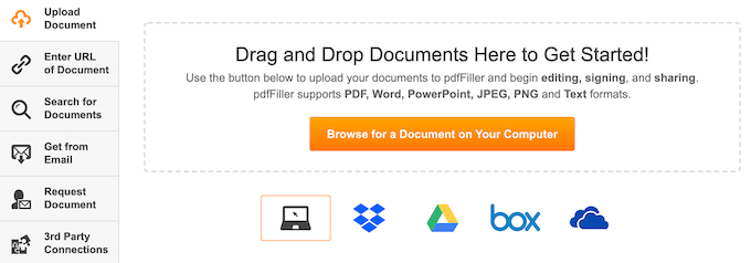 Drag and Drop Documents window 
