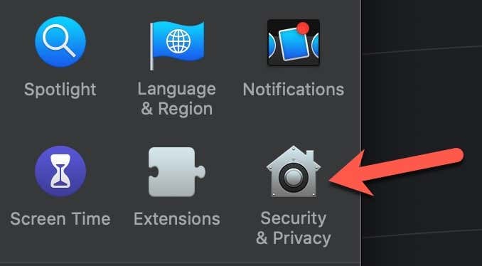 Security & Privacy in System Preferences 