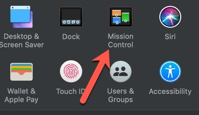 Mission Control in Preferences 