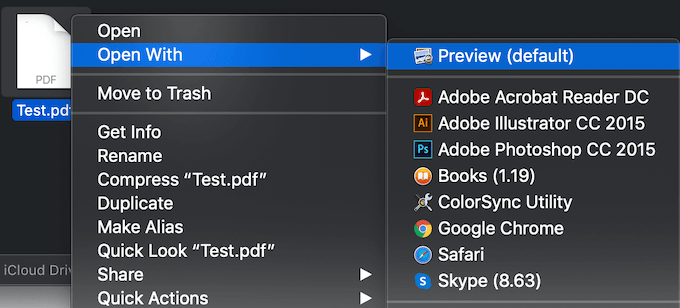 Open With Preview in right-click menu 