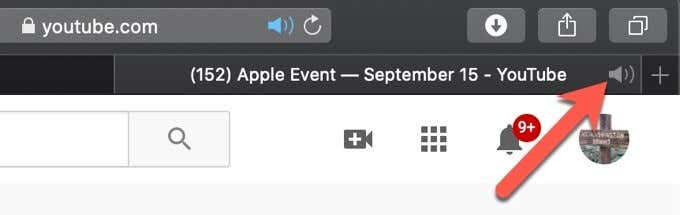 Audio icon in tab