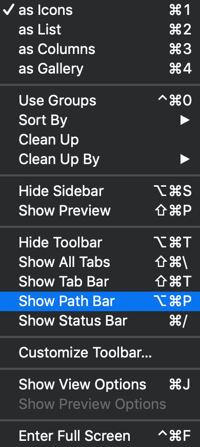 View > Show Path Bar 