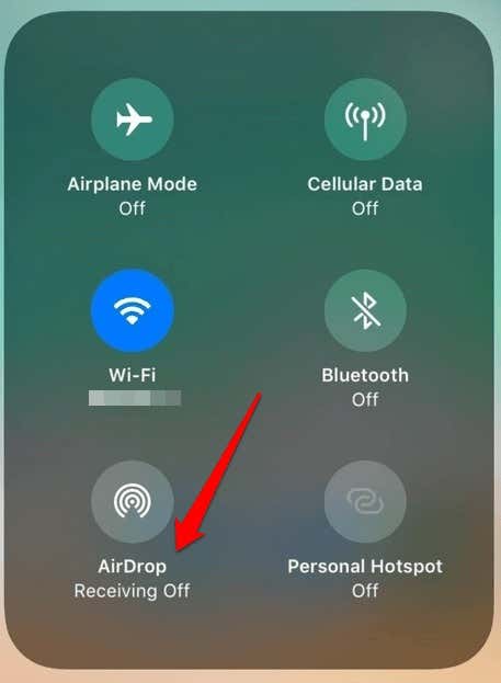 AirDrop in Control Center