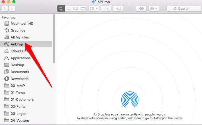 AirDrop in Finder