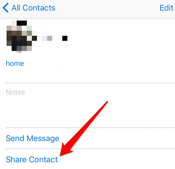 Share Contact button 