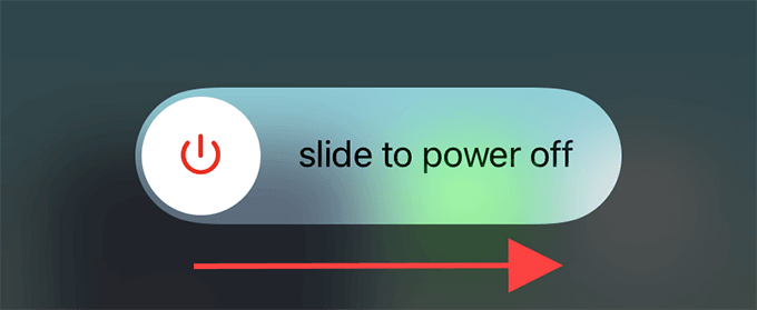 Slide to power off screen 