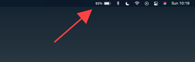 Percentage indicator next to battery icon