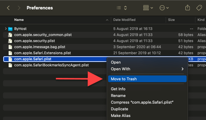 Move to Trash in right-click menu 