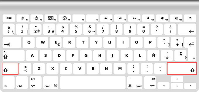 Shift keys on Apple keyboard 