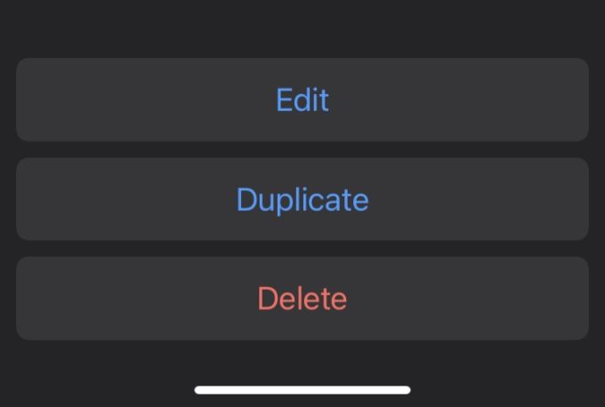 Edit, Duplicate, or Delete menu