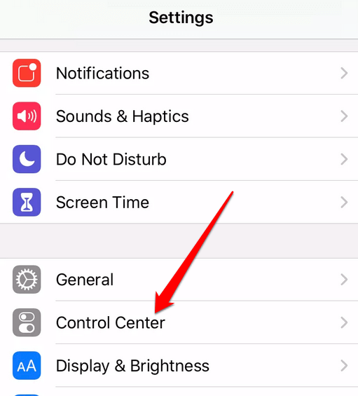 Settings > Control Center