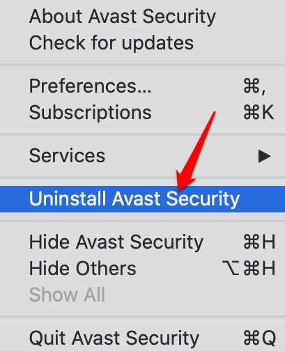 Uninstall Avast Security 