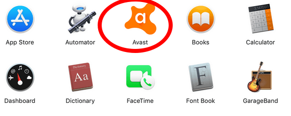Avast app in Launchpad 