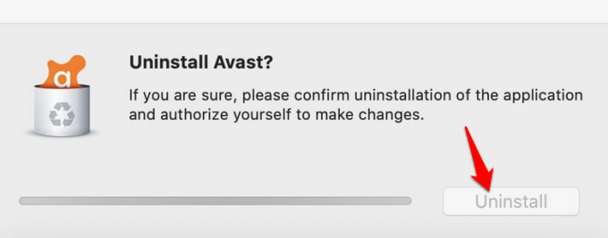 Uninstall Avast confirmation window 