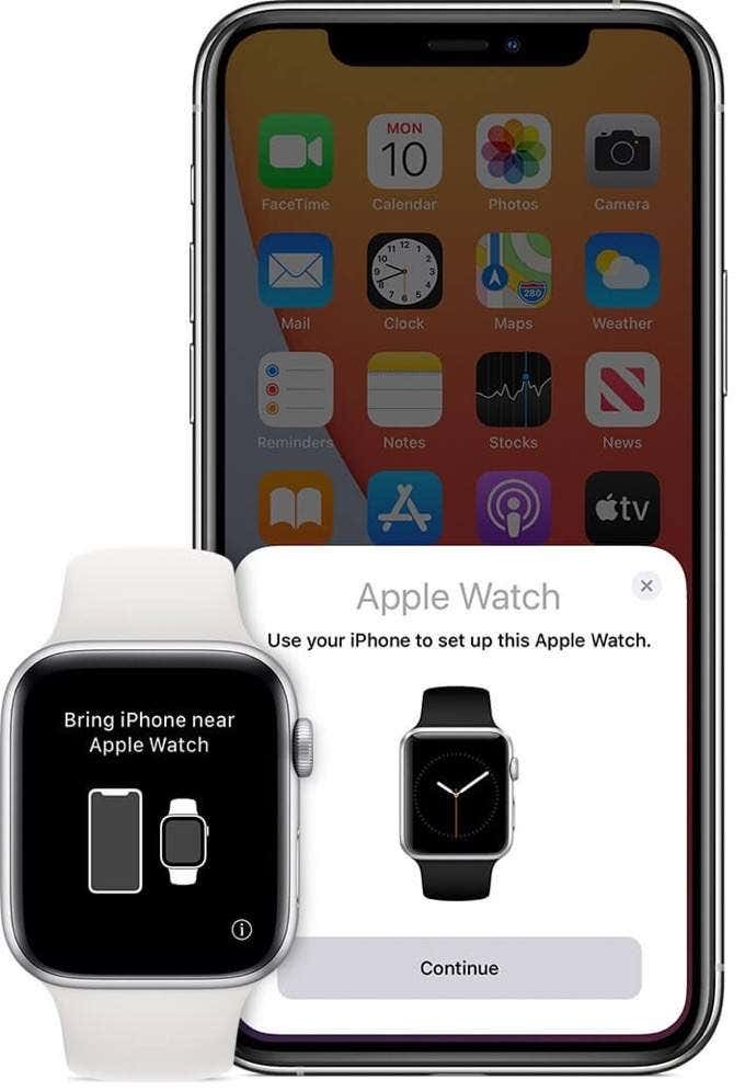 iPhone and Watch being paired 