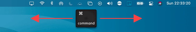 Hold command key to move menu bar items
