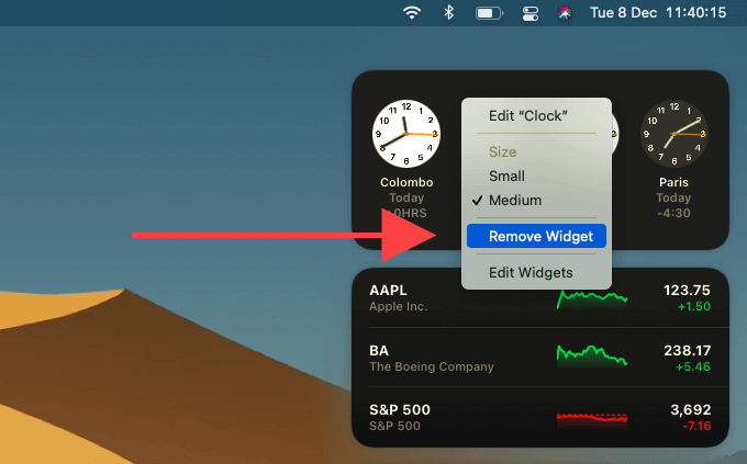Remove widget option in right-click menu 