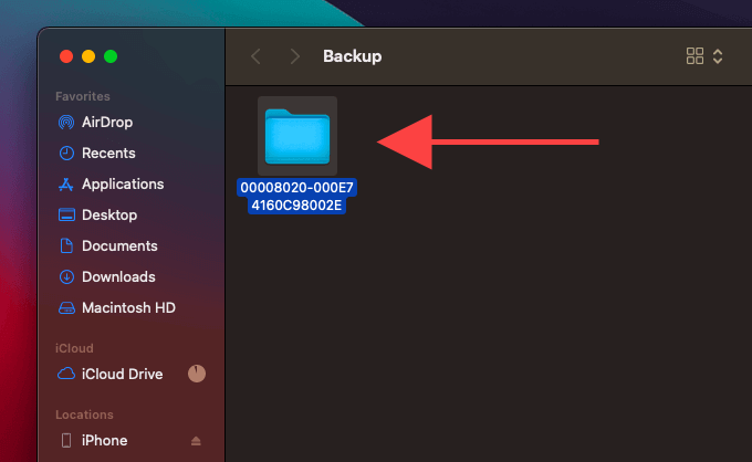 iPhone backup folder 