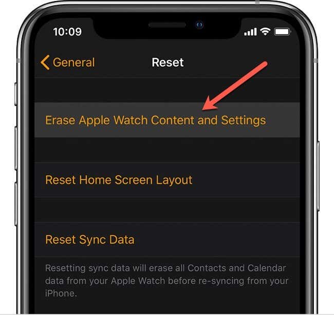 Erase Apple Watch Content and Settings in Reset 