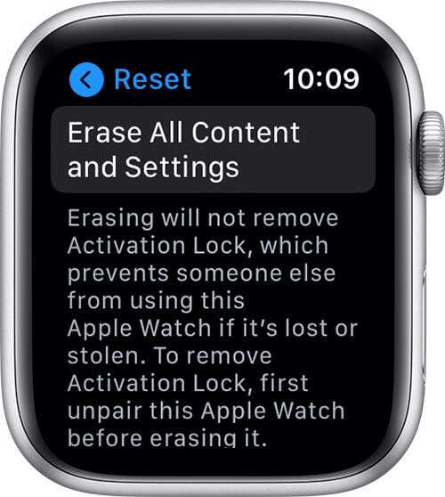 Erase All Content and Settings on iWatch 