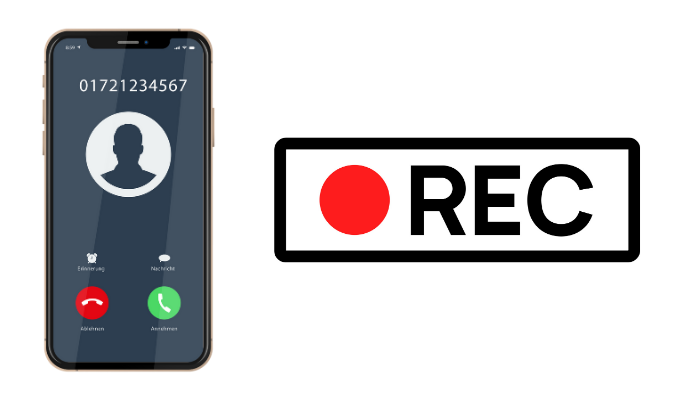 Record symbol next to an iPhone