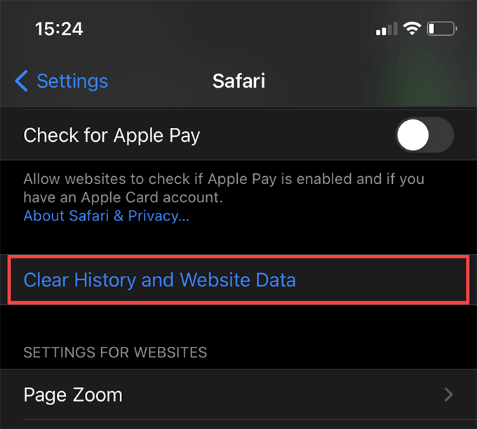 safari clear history and website data not working