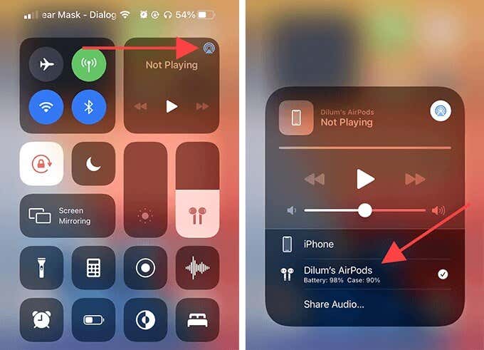 AirPlay icon in Control Center and iPhone's lock screen 