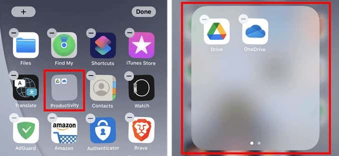 Tapped folder reveals apps inside