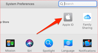 Apple ID in System Preferences menu 