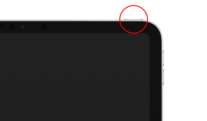 Top button on an iPad indicated 