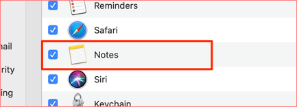 Notes app checkbox in iCloud