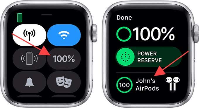 Control Center and Battery status on iWatch 